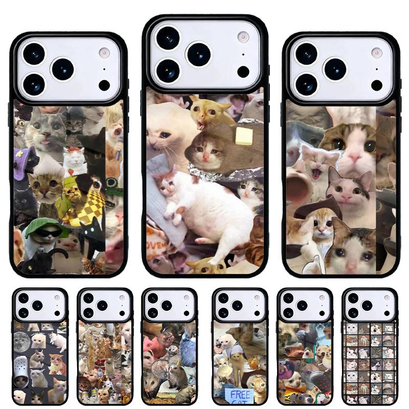 Crying Cat Memes And Dog Phone Case for iPhone 17 16 15 14 13 Pro Max Back Cover for 12 11 Pro Coque