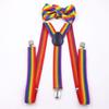 Fashion Striped Neckties for Masquerades Woman Teen Necktie+Clip on Suspenders
