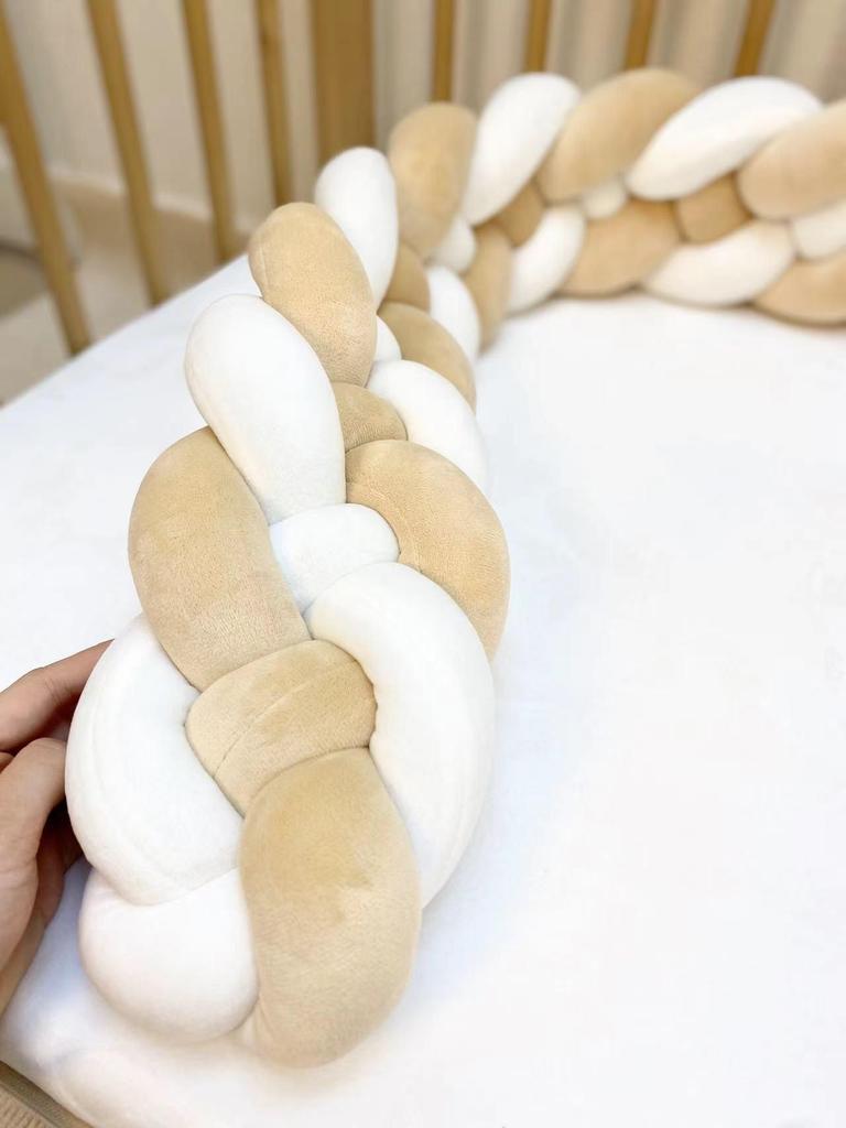 Four-Strand Braided Baby Crib Bumper Pillow – Knotted Ball Anti-Collision Cushion.