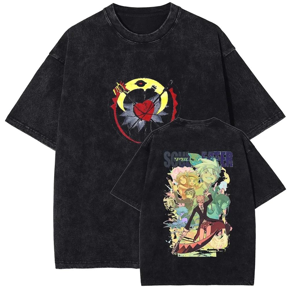 Japanese Hot Anime Soul Eater Washed Retro Fashion High-end Luxury Oversized High Quality Hot Product Unisex Soft Comfortable