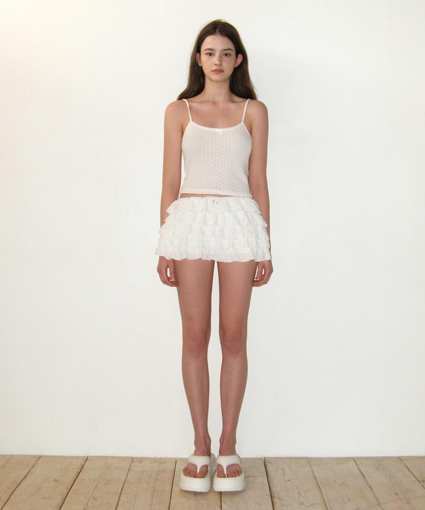 Crank Lace Tiered Skirt Pants_White