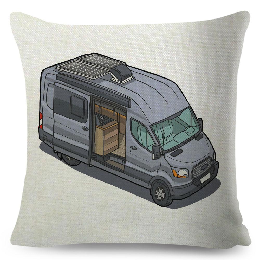 Van Life Pillow Case Decor Cartoon Camper House Travel Car Cushion Cover for Sofa Home Children Room Vanlife Pillowcase 45x45cm