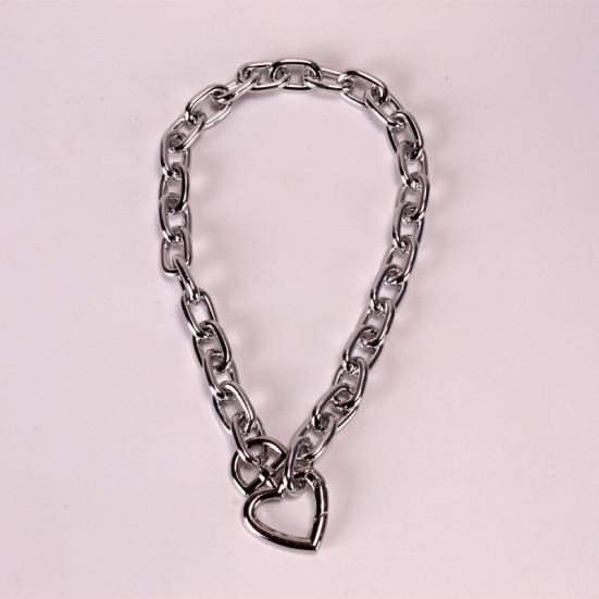 Yousheng Fashionable and personalized metal thick chain collarbone necklace with cool and stylish design, exaggerated heart-shaped necklace