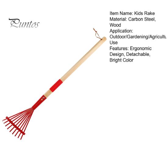 Kids Rake with Hardwood Handle Vibrant Color Head Lightweight Child Size Garden Lawn Rake for Leaves Children Garden Tool Gift