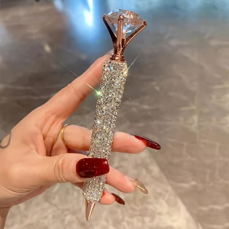 Elegant Twist Cap Ballpoint Pen with Sparkling Rhinestone Design - Metal Construction Stationery Neutral Pen for School Office