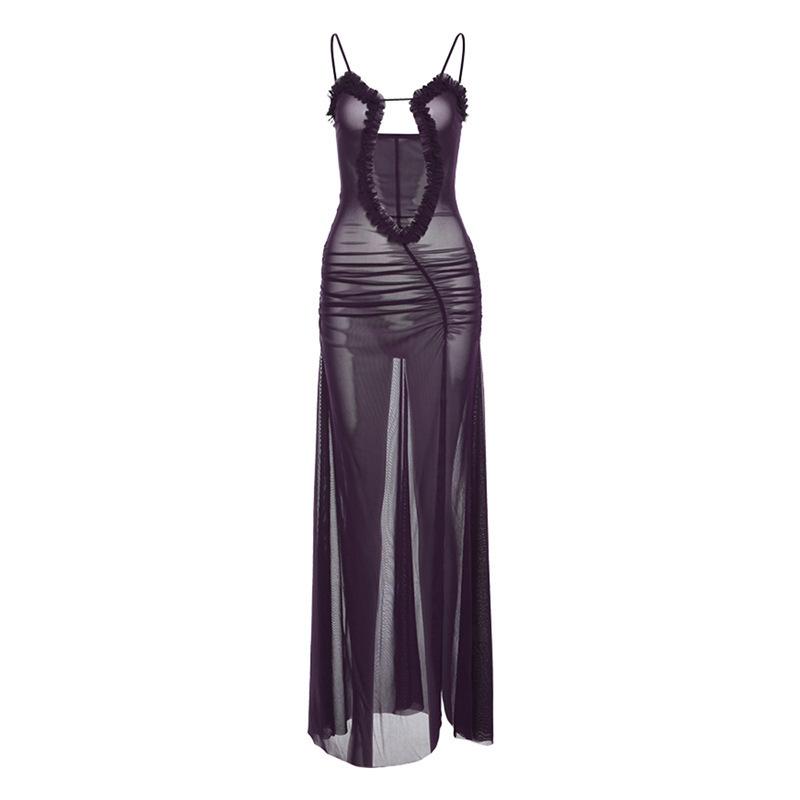 2026 European and American autumn fashion trend women s clothing new suspender fungus edge printing loose navel dress S