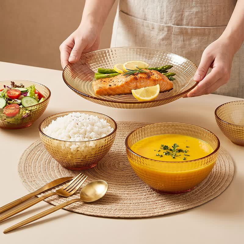 TAYOHYA Amber Galaxy High Borosilicate Glass 8-Piece Dinnerware Set