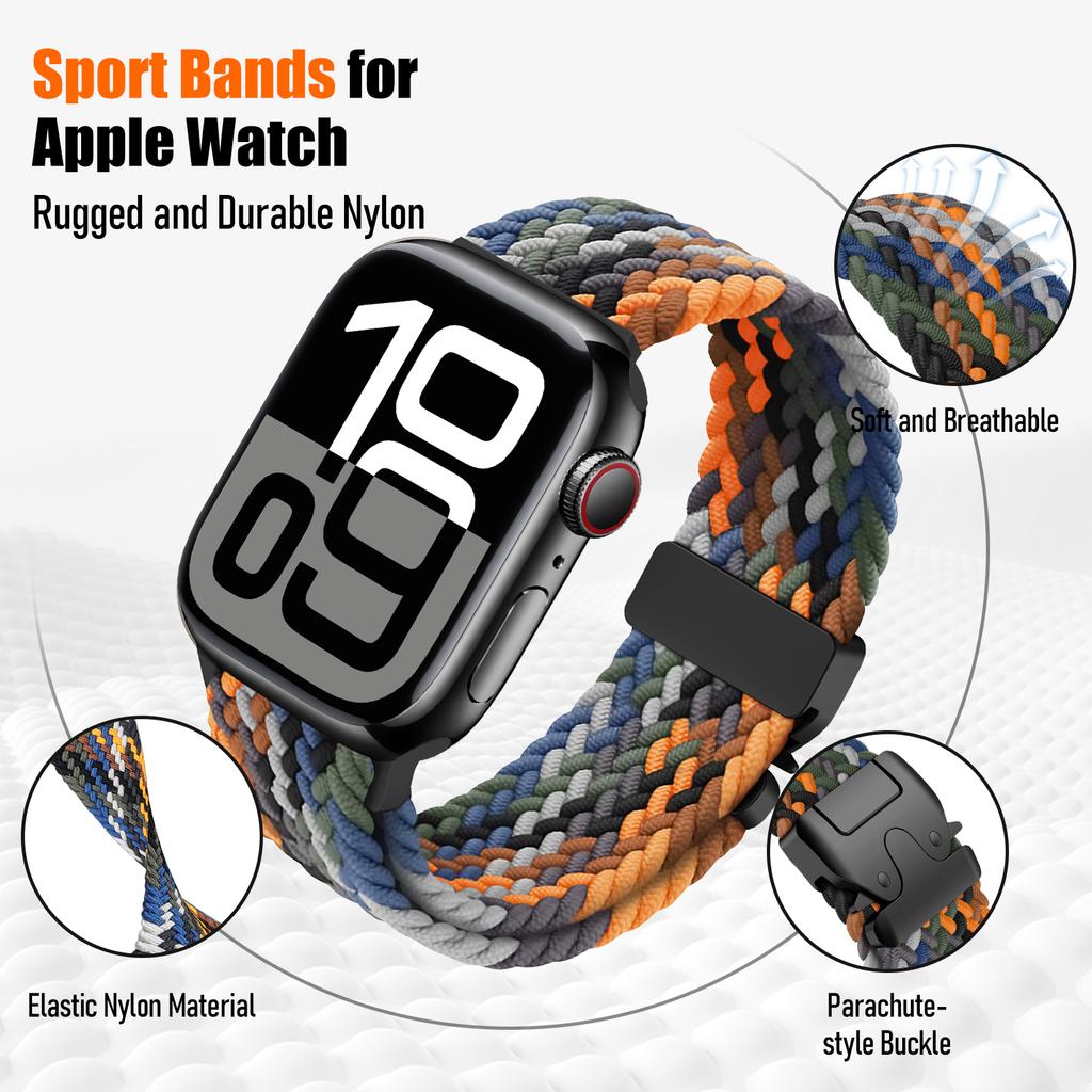 Band for Apple Watch 10 46mm 42mm 45mm Ultra 49mm 44mm 41mm Braided Nylon Sport Correa iWatch Strap Series 9 8 SE 5 6 7 Bracelet