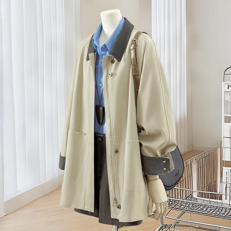 Tachi Women s Lyocell Blend Colorblock Lapel Trench Coat