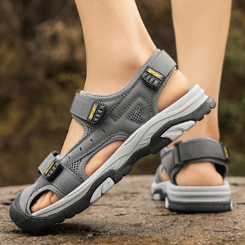 Fashion Summer Men Sandals Genuine Leather Mens Casual Shoes Outdoor Men Leather Sandals for Men Beach Shoes Roman Shoes