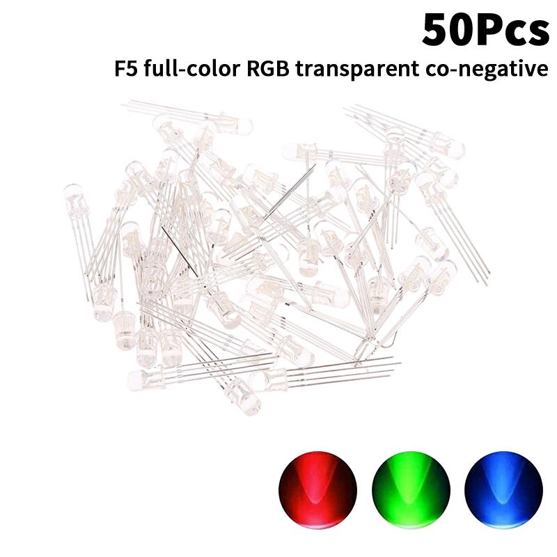 50Pcs 5Mm Full-Color Led Rgb Red/Green/Blue Common Cathode/Anode Four Feet Transparent Highlight Color Light 5Mm Diode Colorful