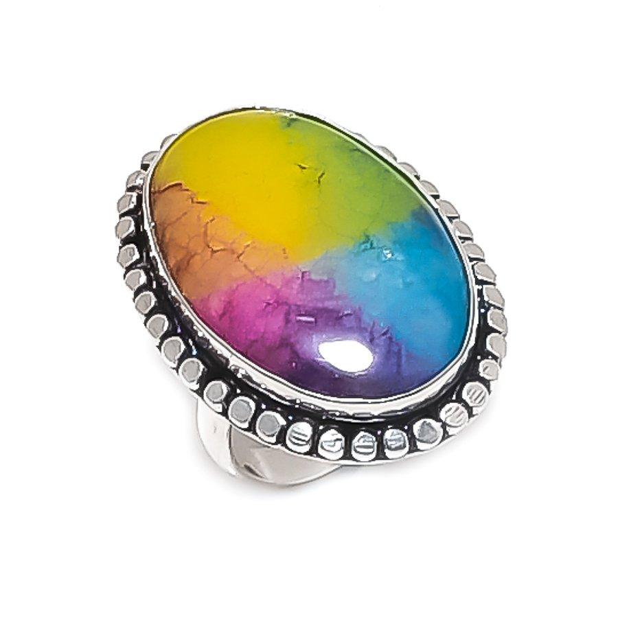 

Natural Rainbow Solar Quartz 925 Sterling Silver Jewelry Ring Size 8 l5R76
