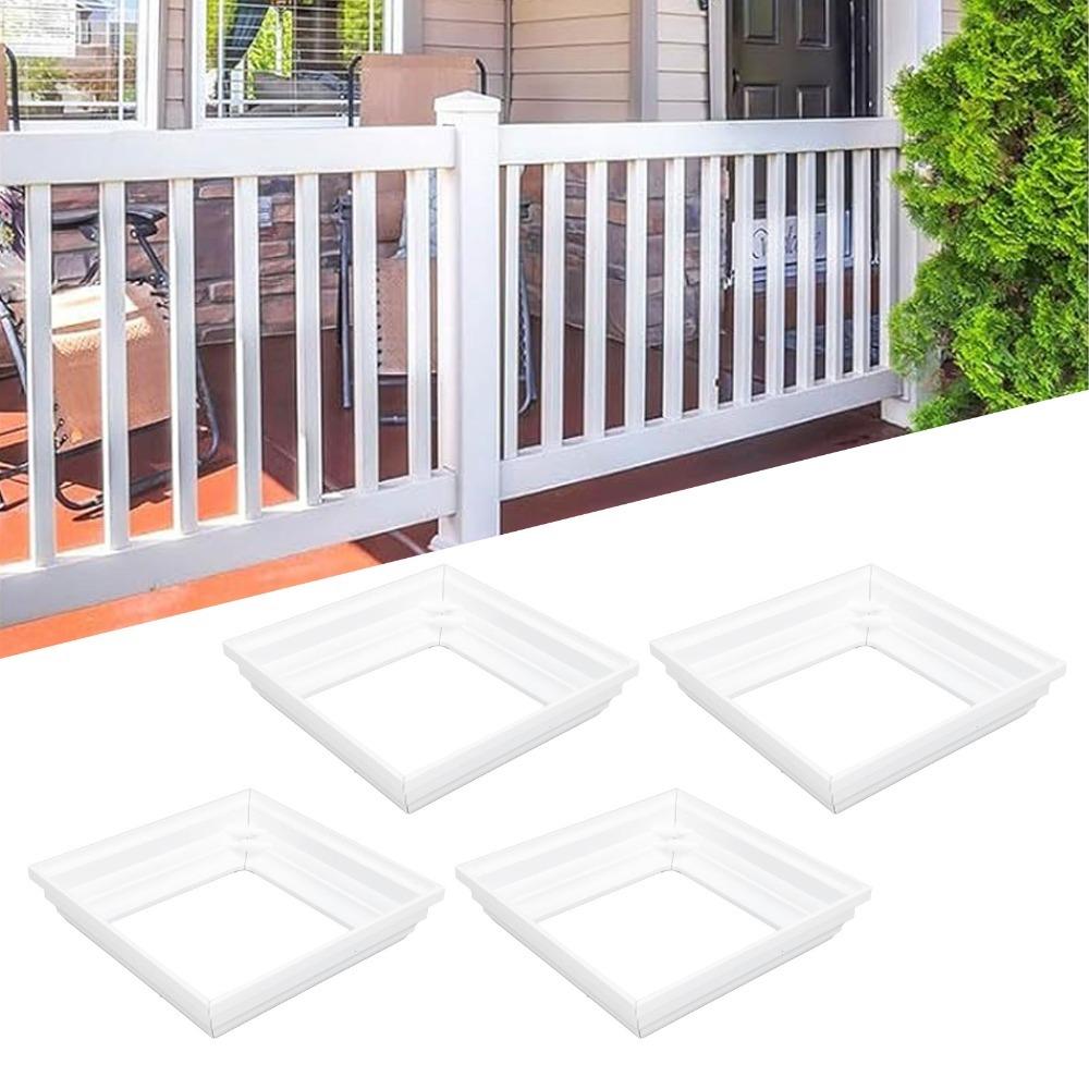 4PCS 4x4 Inch Post Base Cover White Deck Column Cover Baluster PVC Post Skirt  Deck