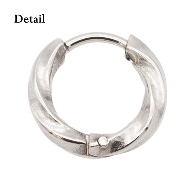 hoop earrings surgical stainless steel twisted hoop Inner diameter 8mm black ring earrings for both ears 1 pair set of 2 men's ladies