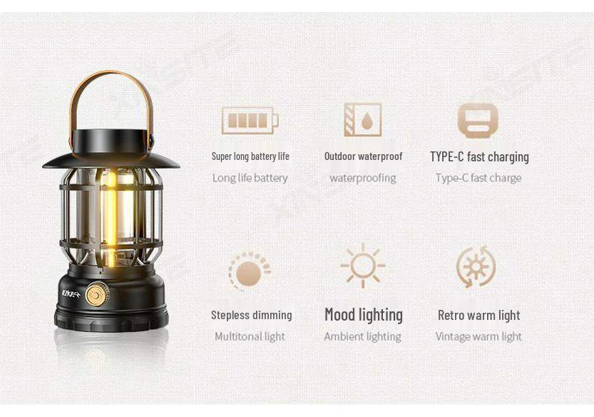 Solar-Powered Long-Lasting Camping Kerosene Lantern for Outdoor Ambient Light and Tent Lighting
