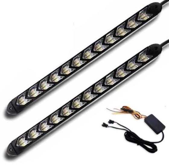 LED Sequential Flowing Turn Daytime Running Set of Universal Signals, 9-LED/12-LED Lights, 12V, Waterproof, 2, (12 LEDs, Blue/Amber)