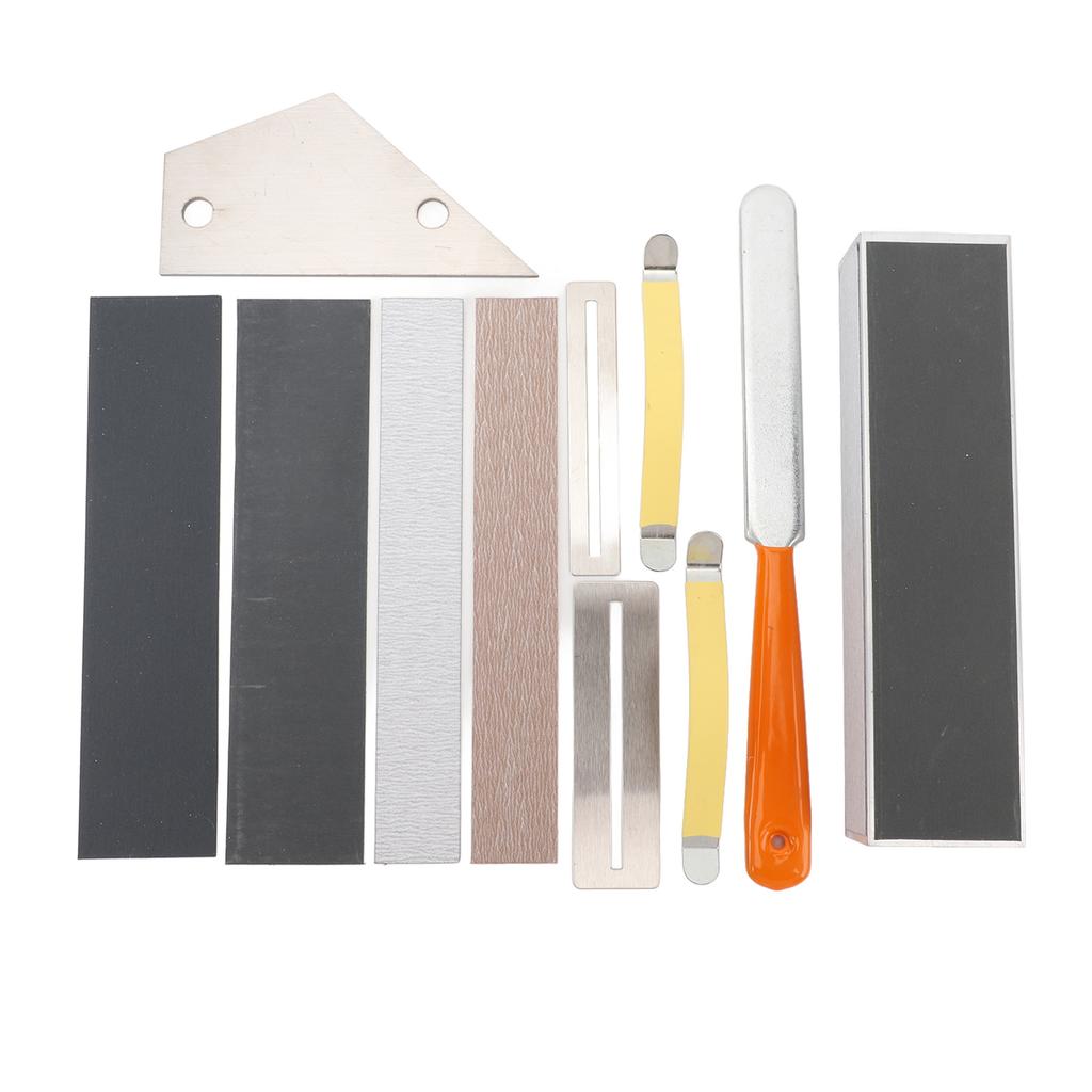 11 Pieces Guitar Grinding Tools Fret File Leveling Bar String Spreader Polishing Sandpaper Fretboard Guards Kit