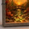 Soft Non-dazzling Night Light LED Photo Frame, Up Picture Wooden with 3D Surround Wall Decor Scenic Art Print, Ambient Lighting for Bedroom