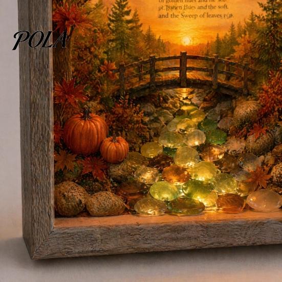 Soft Non-dazzling Night Light LED Photo Frame, Up Picture Wooden with 3D Surround Wall Decor Scenic Art Print, Ambient Lighting for Bedroom