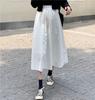 Moteriški balti ilgi sijonai Mada Kišenės Klostuoti Sijonai iki kelių Ruduo 2024 Nauji Kasdieniai Elegantiški Aukštu juosmeniu A silueto Moteriški sijonai