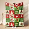 Christmas Flannel Blanket Santa Claus Puppy Soft Milu Deer, Warm Throw Blanket Winter New Year Gift For Kids, Couch Sofa Decor