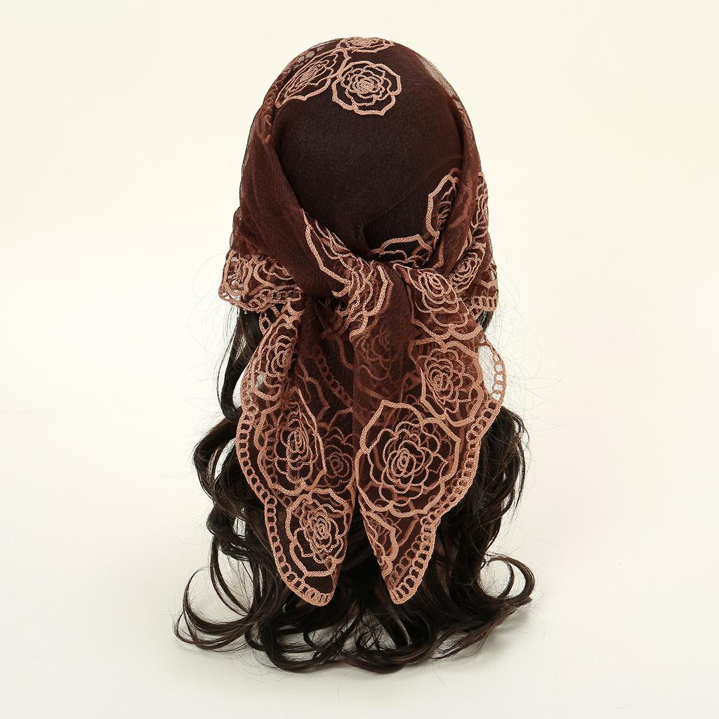 Spitzen Paisley Stickerei Bandana Quadratisches Tuch Atmungsaktive Schals Damen Sonnenschutz Schal Stirnband