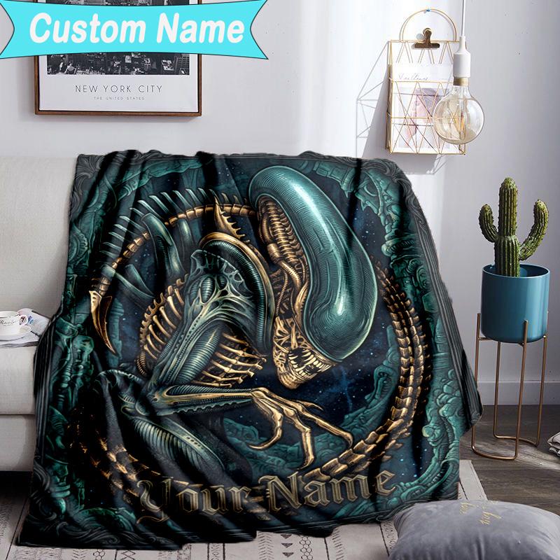 Custom Name Blanket Alien Artwork Blanket Bedding Blanket for Travel, Camping, Living Rooms, Offices, Sofas, Fan Christmas gift
