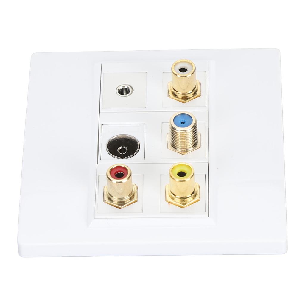 Multimedia Wall Plate 3.5mm F Type TV9.5 3 RCA AV Wall Panel for TV Set Top Box Coaxial Cable Radio