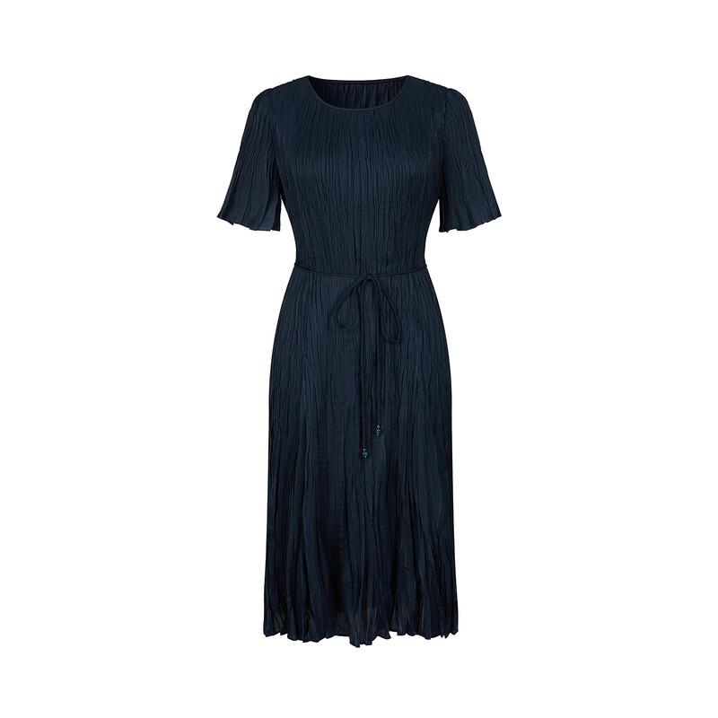 Annaou Elegant Pleated Chiffon Midi Dress
