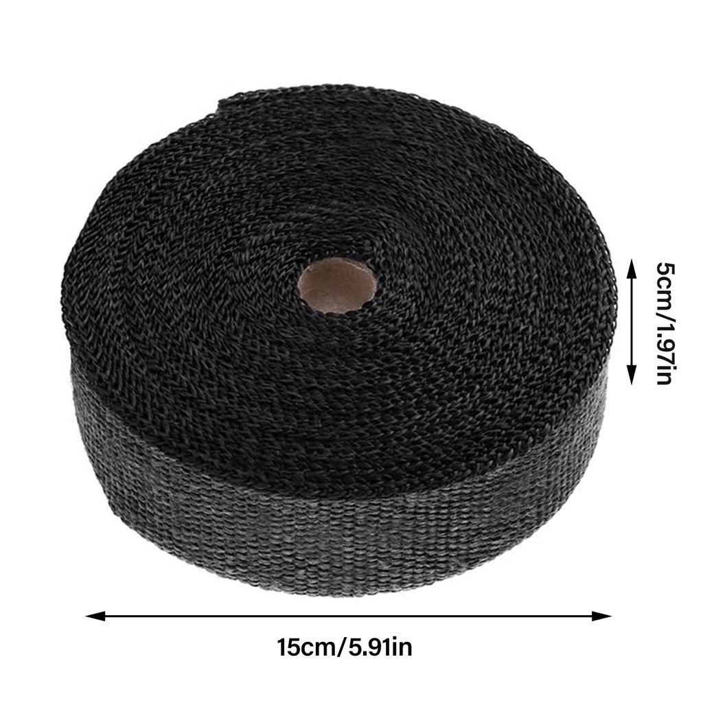 Exhaust Heat Wrap 2000℉ Black Car Exhaust Pipe Heat Insulation Wrap 50mm X 15m with 10 Stainless Steel Cable Ties Pipe Wrap