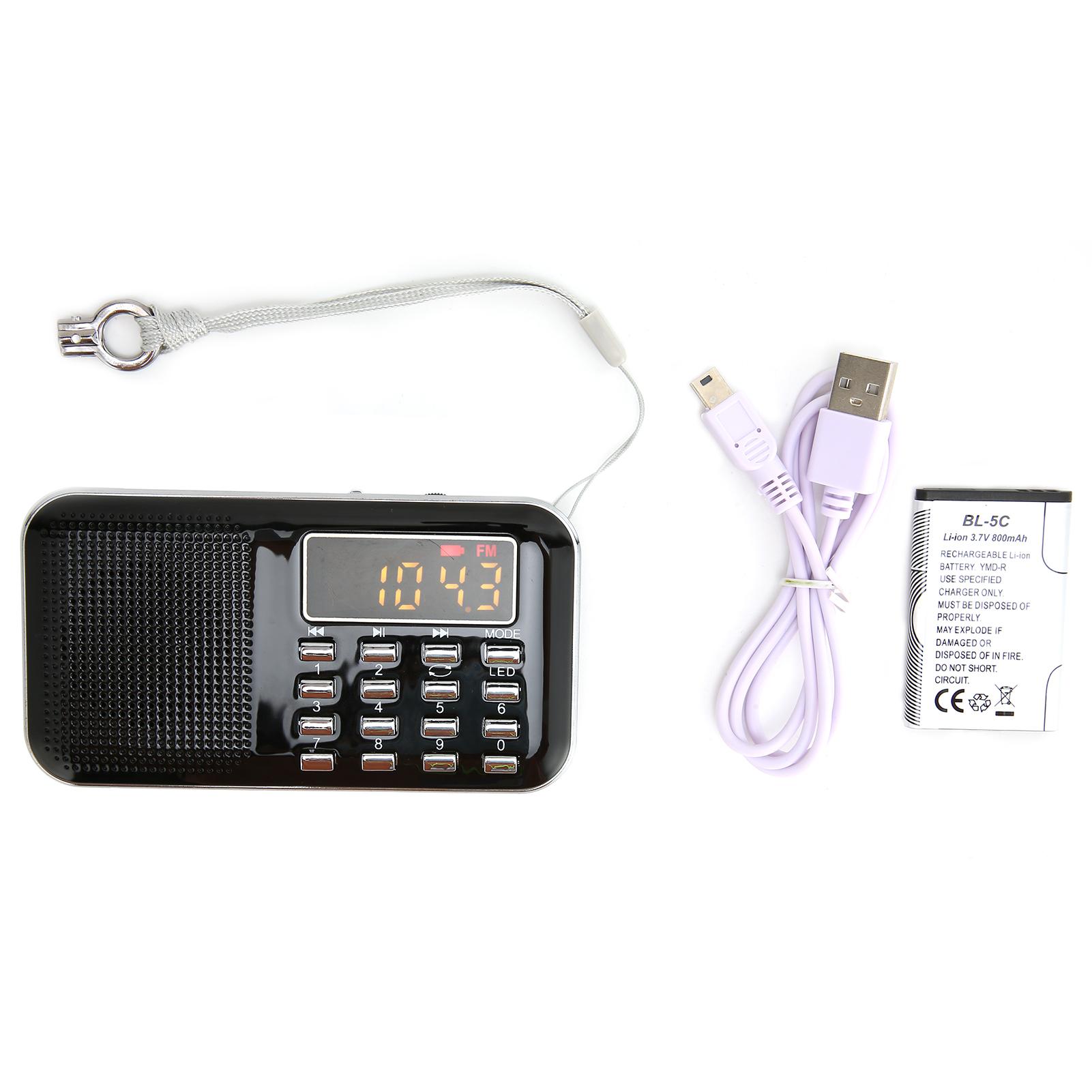 

Digital Radio Mini Portable Radio Subwoofer Card MP3 Player Bass Speaker for Senior Black