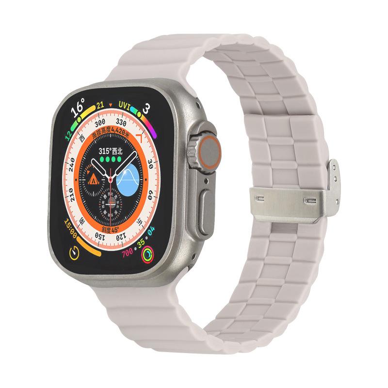 Luxury Loop Wave Buckle Bamboo Joint Silicone for Samsung Watch Strap 22mm Push Button Watch Band for Apple Watch