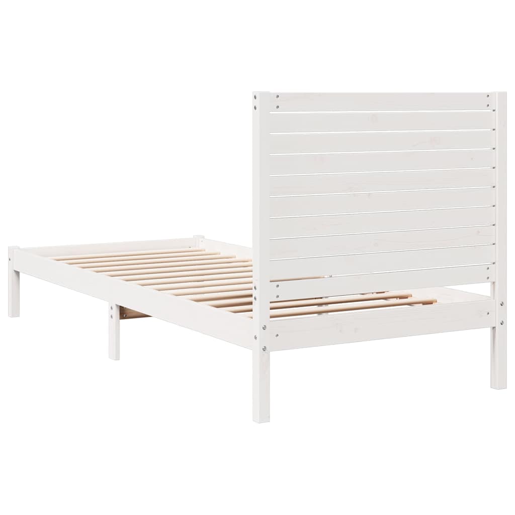 Solid Wood Bed Extra Long Without Mattress White 90x210 Cm