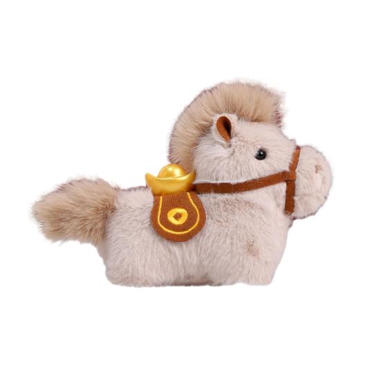 Lindo Llavero de Peluche de Pony Amuleto de la Suerte Pony Año del Caballo Adorno para Bolso Decoración para Coche Juguete de Animal de Peluche Suave Regalo