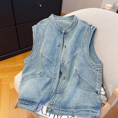 Fashion Denim Vest Women's Fashionable Foreign Style Versatile Vest Jacket Top Fashion Retro-inspired Casual Vest, Denim Vest with Clean Silhouette