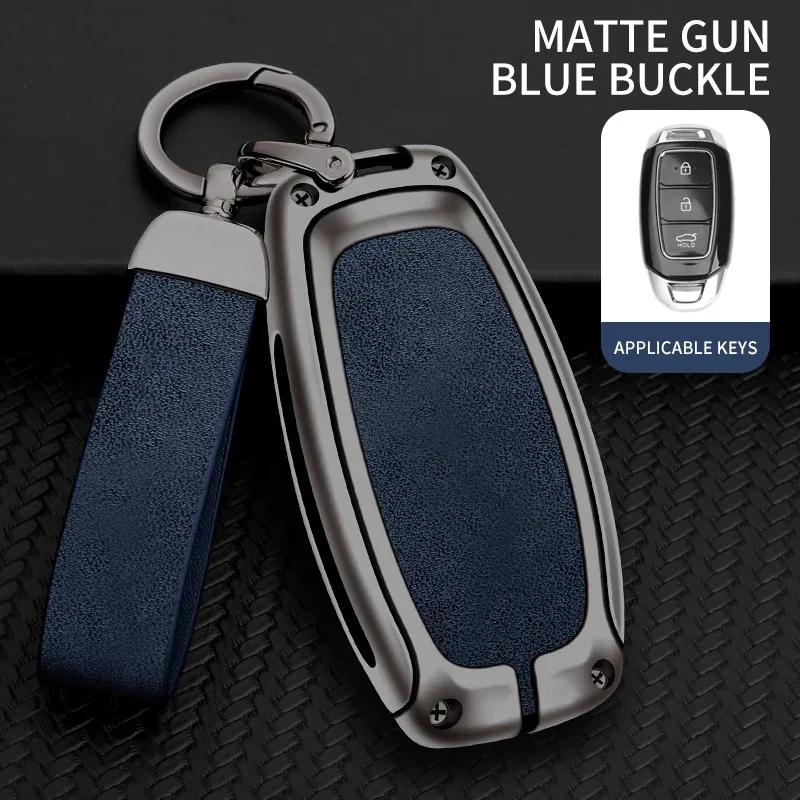 Zinc Alloy Car Key Case Cover Fob For Hyundai i30 Ix35 KONA Encino Solaris Azera Grandeur Ig Accent Santa Fe Palisade Key Shell