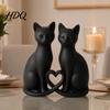 Healing Cat Statue 3D Printed Couple Figurine Minimalist Heart-Shaped Sculpture Figurines Romantic Ornaments for Home Office Decoration Durable PLA