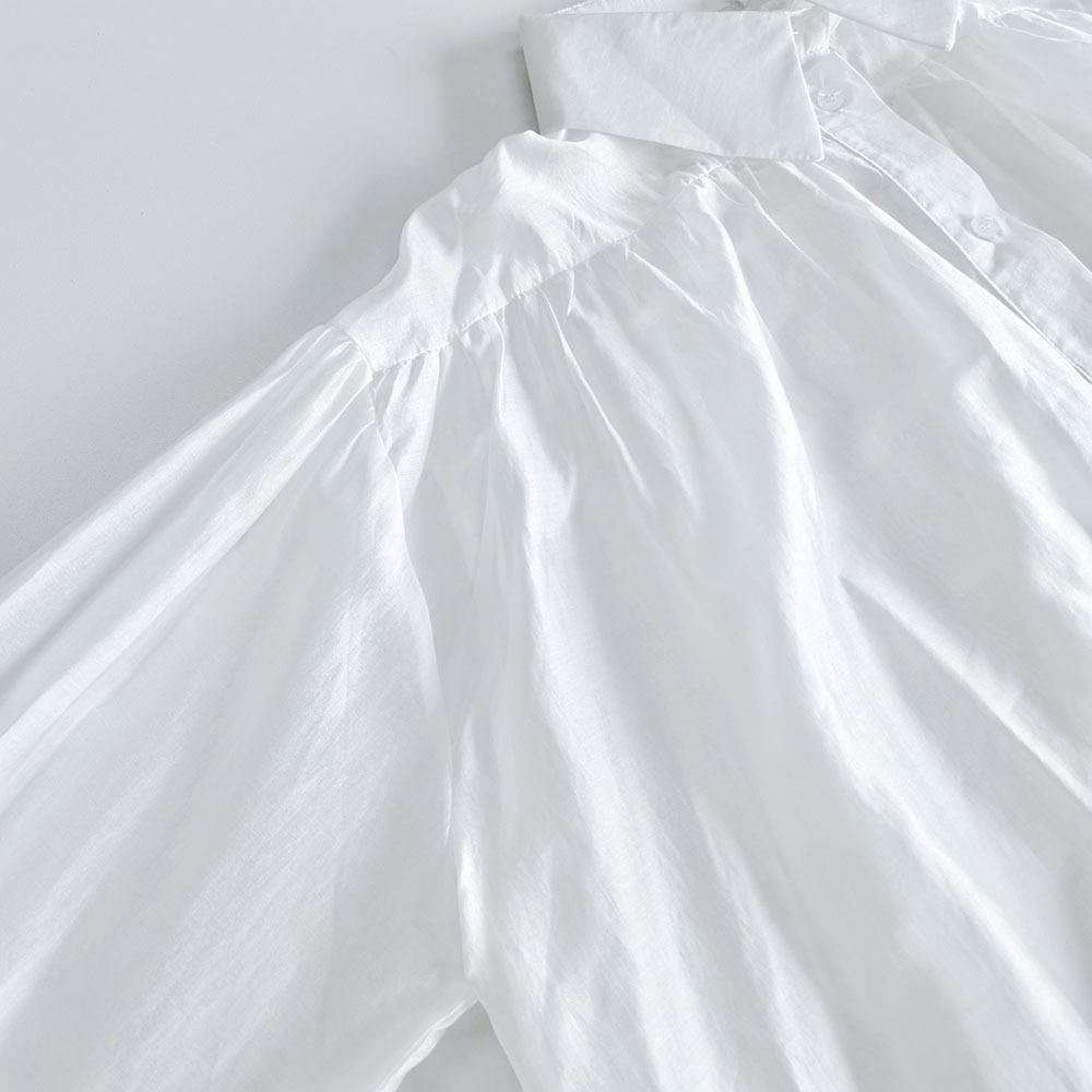 Spring High-End French Style Top Sexy Sheer Solid Color Women's Shirt Blouse Unique Elegant Lightweight