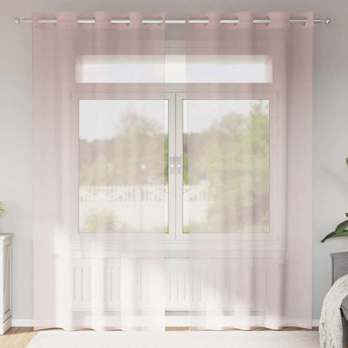 VidaXL Rideaux en voile avec œillets 2 pcs rose clair 140x225 cm, rideau en filet, rideau transparent, voile de fenêtre, 4102085
