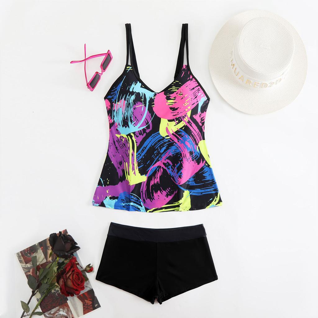 Women's Two Piece Tankini Swimsuit Set with Built-in Bra and Skirt Style Bottoms Stretchy Fabric for Comfortable Fit and Support