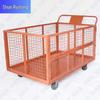 Foldable Steel Mesh Warehouse Platform Cart with Fencing