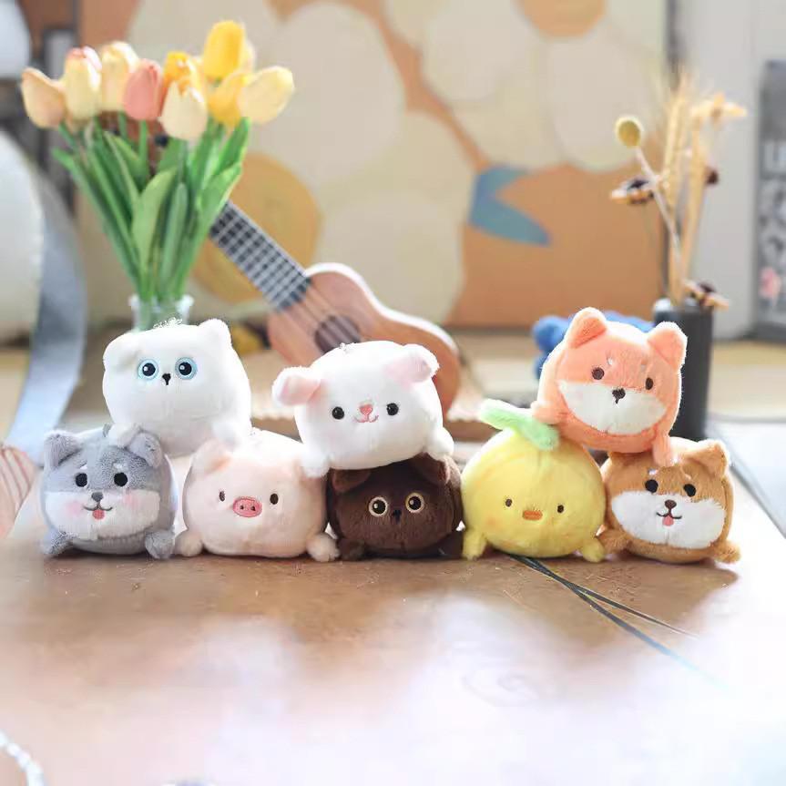 Soft And Charming Plush Cat Dog Keychain Cute Animal Bag Pendant 12cm Stuffed Toy