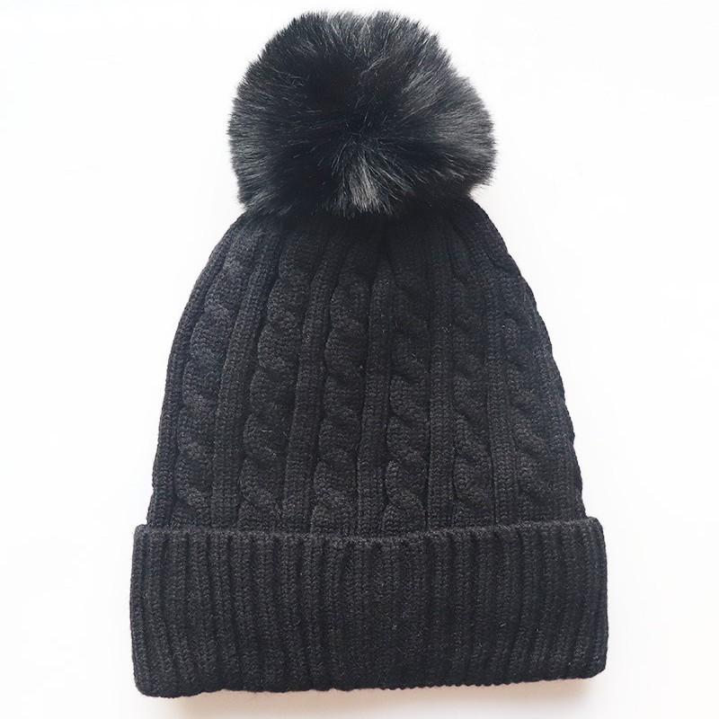 European and American style unisex super elastic soft beanie with fleece lining, warm cable knit hat for autumn and winter