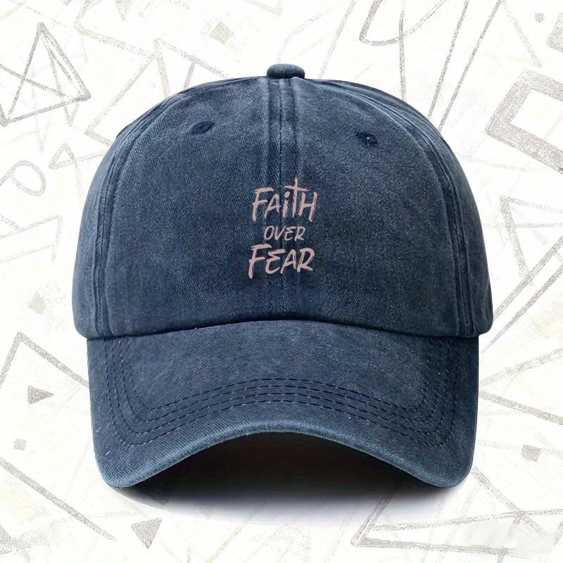 pc Faith Over Fear Vintage Washed Hat Mens and Womens Solid Baseball Cap Suitable for All Seasons Ideal Gift for Wedding