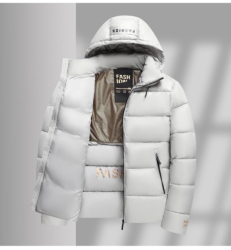 Men's Trendy Black Gold Thickened Graphene Cotton Puffer Jacket - Winter Business Casual Coat