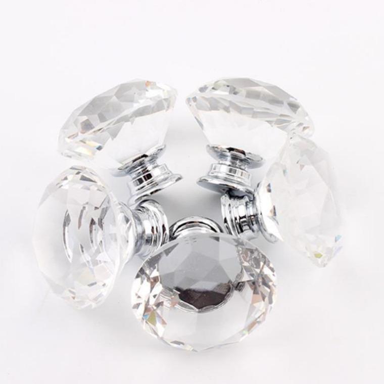 Gold Bottom 40mm Crystal Glass Drawer Knob Handle