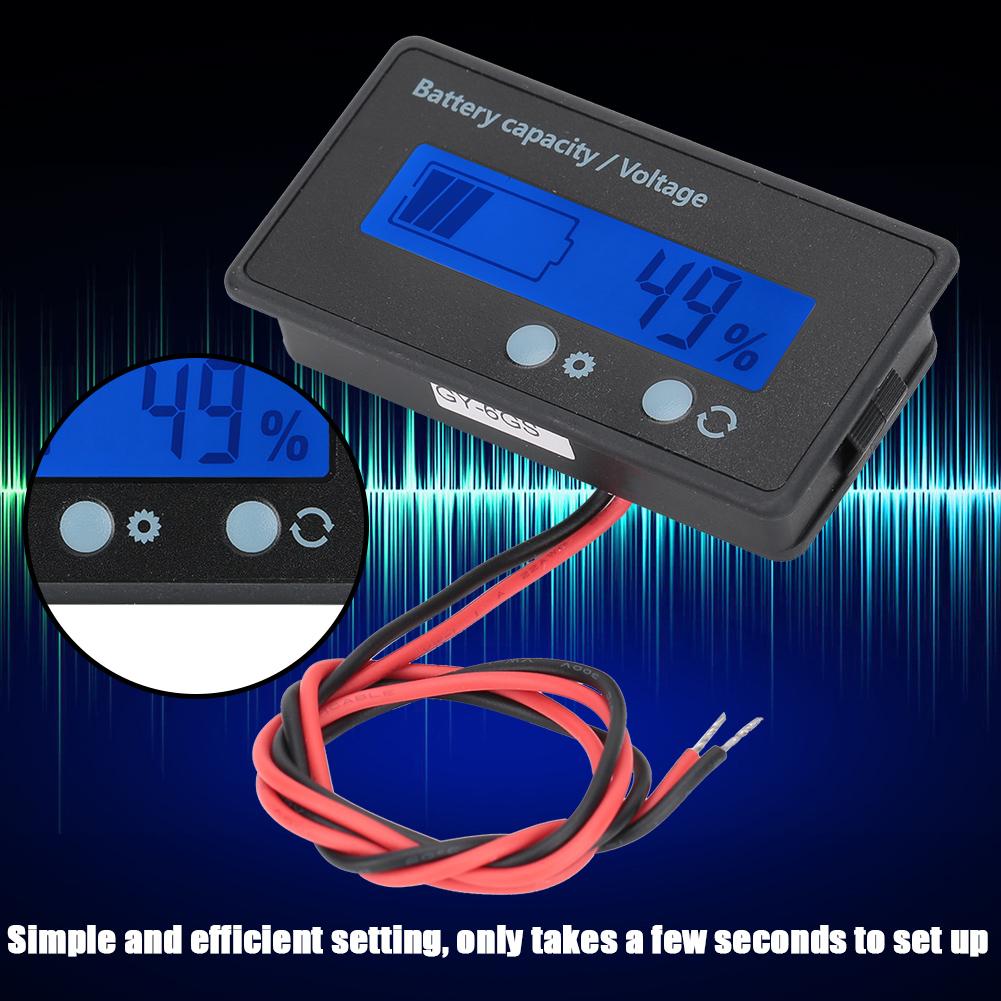 GY6GS PCB HTN Waterproof Battery Capacity Monitor Indicator LCD Display 1284V Blue