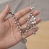 Sweet Acrylic Bag Chain Heart Beaded Keychain Y2K Style Imitation Pearl Accessories  School
