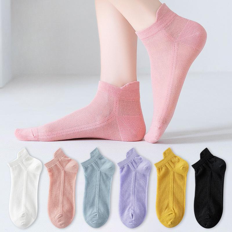 Women's Socks, Short Socks, Summer Thin Boat Socks, Black and White Mesh Ear Lift Sports, Candy-colored Shallow Socks, Summer Trend