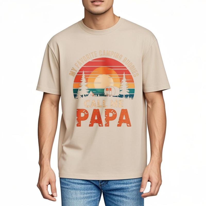 Plus Size Tshirt Soft For him Crew Neck tshirt Black My Favorite Camping Buddies Call Me Papa Everyday Unisex Tee shirt